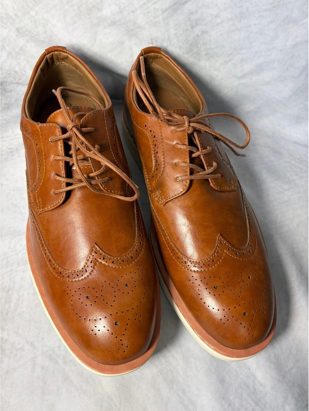 George Men’s Size 12 Brown Wingtip Brogue Oxford Dress Shoes Memory Foam
